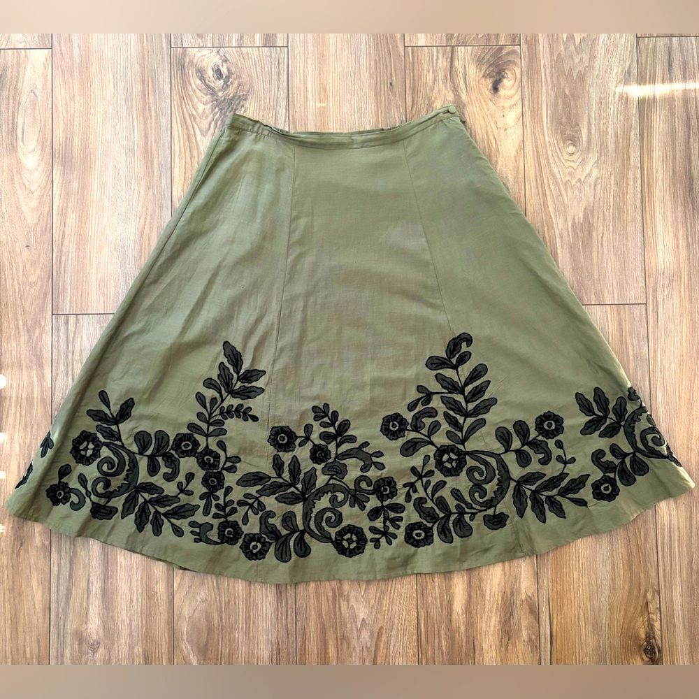 Chico’s Silk Blend Embroidered Skirt Large